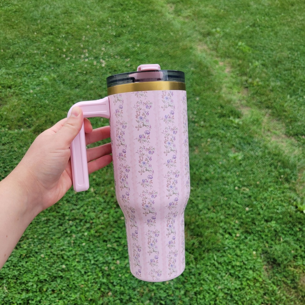 Hydrapeak Floral Coquette Tumbler Pink 40oz Water Bottle